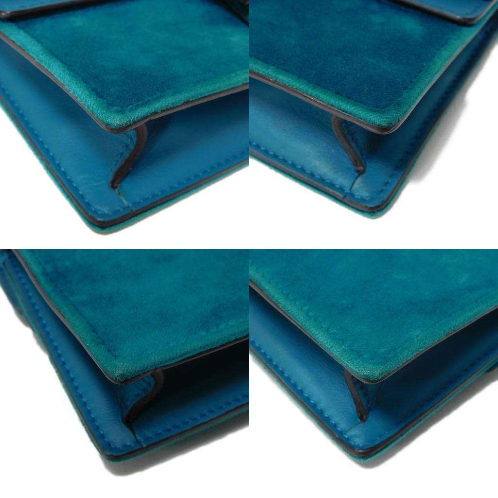 Used Dionysus Super Mini Bag 9539 476432 K4DNN 4471 7921 Tiger Head Crystal Velvet Turquoise Women's from Japan