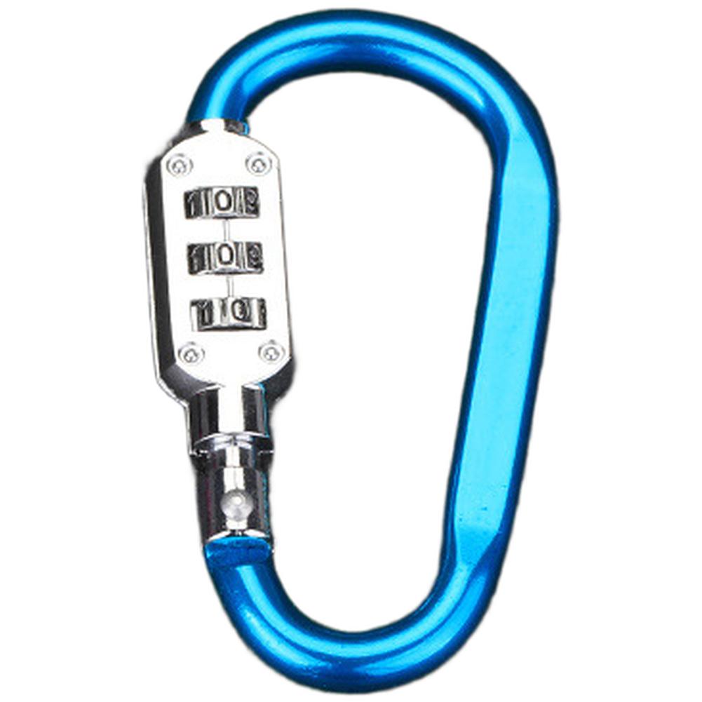 Aluminum Alloy D Shape Carabiner Hook 3 Digit Resettable Password Lock For Travel Backpack Helmet Bike Basket Gym Locker Gear