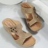 New Summer Slope Heel Sandals Large Size 4 Thick Bottom Flower Casual Beach Slippers Women