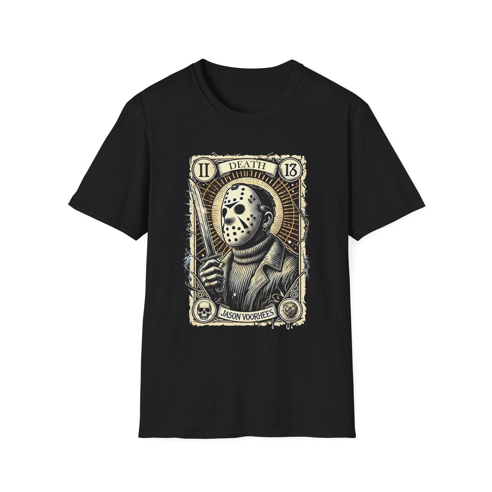 Men s and Women s T-shirts Jason Voorhees Tarot Card T-Shirt – Horror-Themed Slasher Tee S