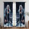 2PCS Thermal Blackout Curtains Wolf Warrior Print Polyester Rod Not Included for Bedroom Living Room Kitchen