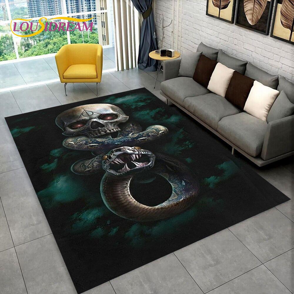 3D Gothic Horrible Snake Serpent Area Rug,Carpet for Home Living Room Bedroom Sofa Doormat Kitchen Decor,kids Non-slip Floor Mat