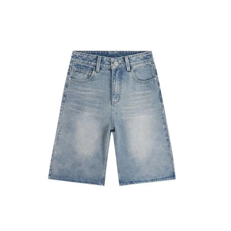 Women High Waist Wide Leg Denim Culottes Casual Light Blue Jeans