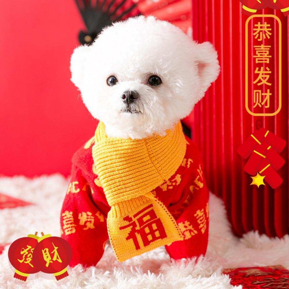 Autumn and Winter Colored Letters Small and Medium Dogs Bigbear Teddy Warm Puppy Dog Knitted Sweater Cat Pet Clothes