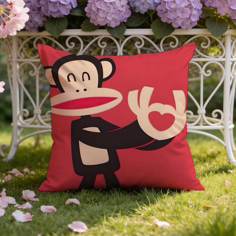 Cartoon P-Paul Frank Monkey Cushion Cover Home & Car Dual-Scene Pillow Cover: Reversible for Premium Comfort