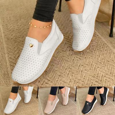 Zapatos Casuales Planos Cómodos Transpirables con Superficie de Cuero Hueco Moda para Mujer Sandalias Talla 9