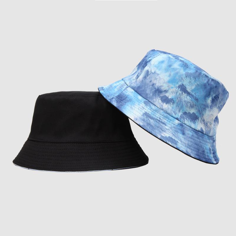 New Cotton Summer Foldable Reversible Bucket Hat Outdoor For Women Painted Tie-Dyed Fisherman'S Cap Hip Hop Men Panama Sun Hats