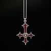 Gothic Red Cross Pendant Necklace With Alloy Chain For Women Fashion Accessory