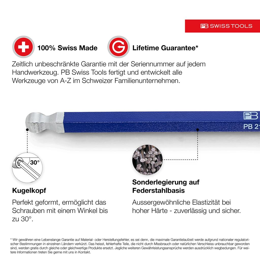 PB SWISS TOOLS Long Rainbow Wrench Set 212LH-10RBCN Ball-type