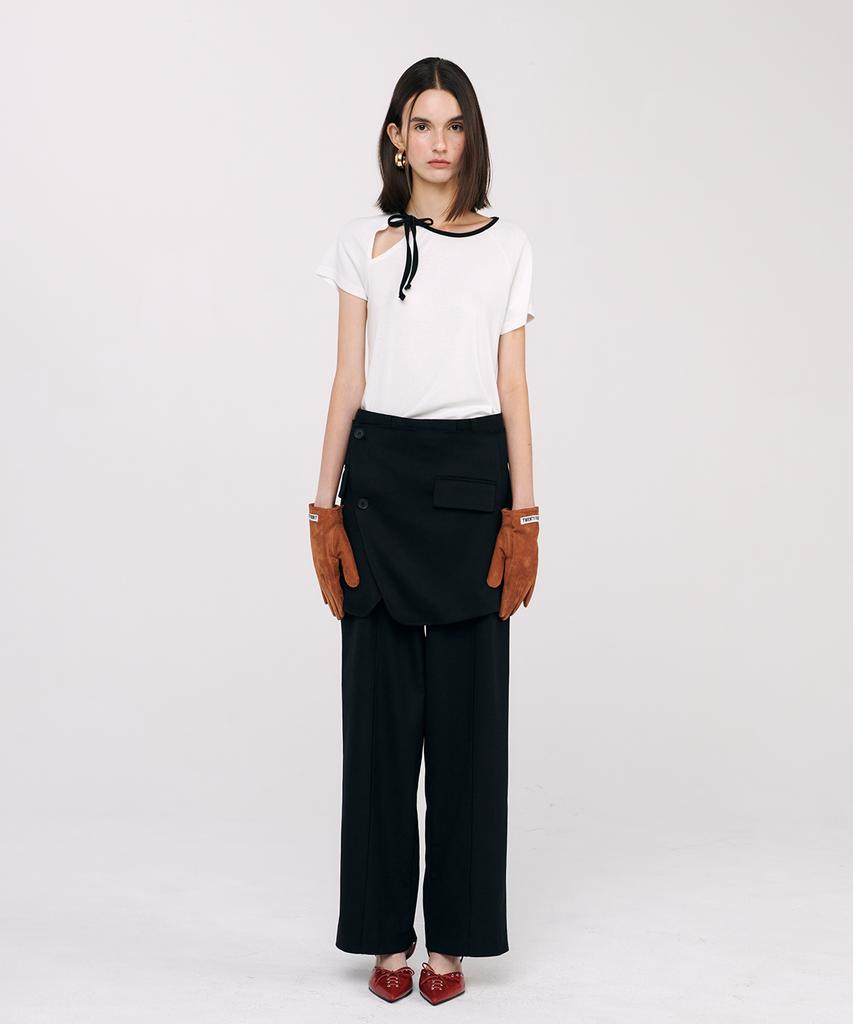 Twenty Forty Cat Wrap Mini Skirt Black
