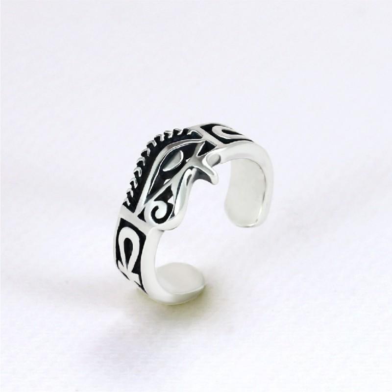 Adjustable Plated Horus Eye Ring Men Women Vintage Geometric Statement Jewelry
