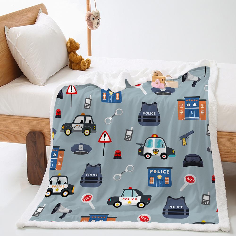 Blanket 2D Digital Printing Lamb Fleece Crystal Fleece Car Illustration Blanket Cover Blanket
