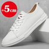 Flat or 5cm Height Increasing Men Shoes Casual Elevator Shoes Man Fashion Lift Sneakers Sport Genuine Leather Shoes Tall