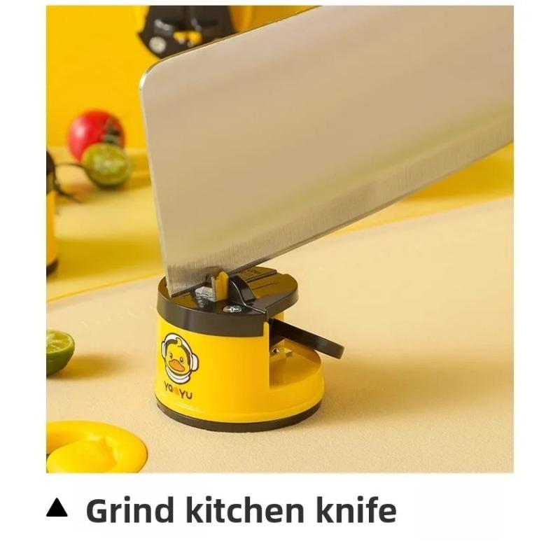 Small Yellow Duck Mini Suction Cup Sharpener, Home Quick Sharpening Tool, Kitchen Mini Sharpener, Sharpening Stone, Easy To Use