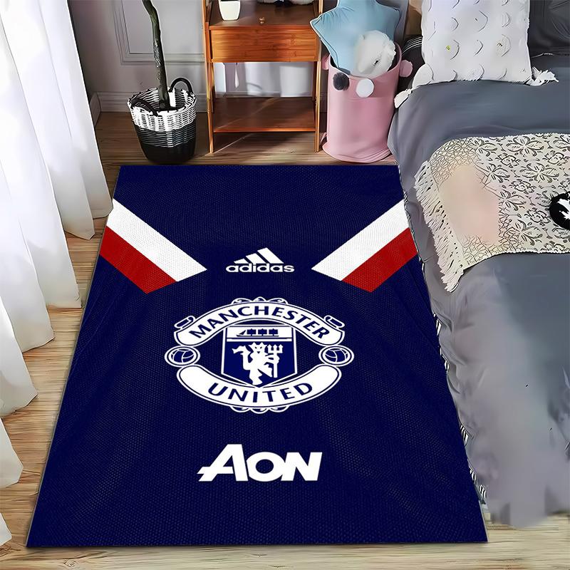 "Manchester United Logo Carpet Blue with Adidas and AON Design" Suitable for Use As an Anti-slip for Living Room Bedroom Sofas