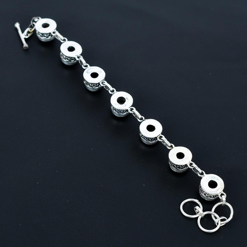 Pulseira de Opala Dendrítica Natural Pulseira de Prata Esterlina 925 Pulseira com Corrente Ajustável Pulseira Boho Feita à Mão Joias de Pedra Preciosa Presentes de Noivado