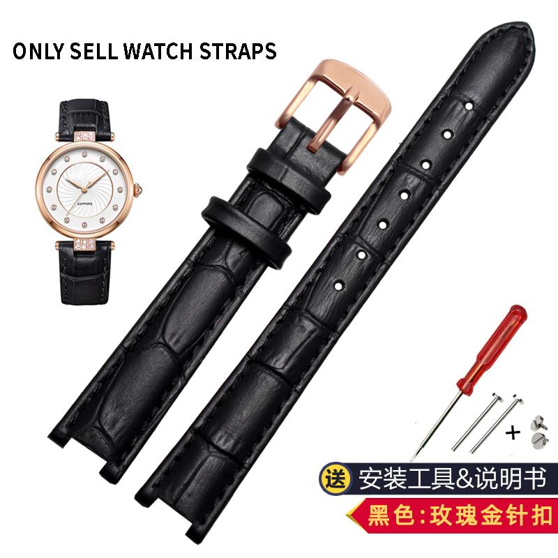 

For Rossini 516752 616764 517784 5758G Notch Watch Chain Cowhide Leather Watchband Red Bracelet Men Women 14mm 16mm 18mm Strap 12-5mm