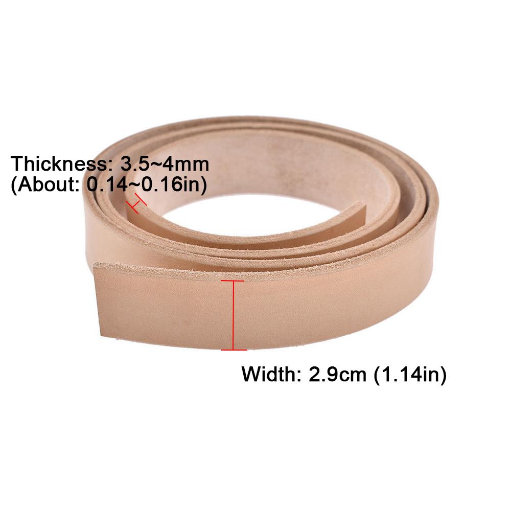 1 Rollo de Tira de Cuero de Vaca Natural para Cinturón 3.5-4mm Tira de Cuero Curtido al Vegetal 1.4-3.9cm X 100-125cm para Manualidades DIY y Trabajo en Cuero