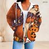 Women Plus Size Zip Up Hoodie Halloween Squirrel Pumpkin Candy Print Long Sleeve Casual Hooded Sweatshirt