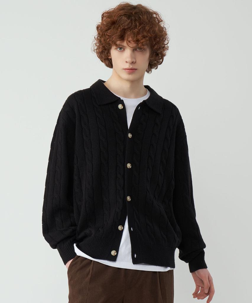 Untapped Studio Oversized Cable Collar Knit Cardigan 3 Colors
