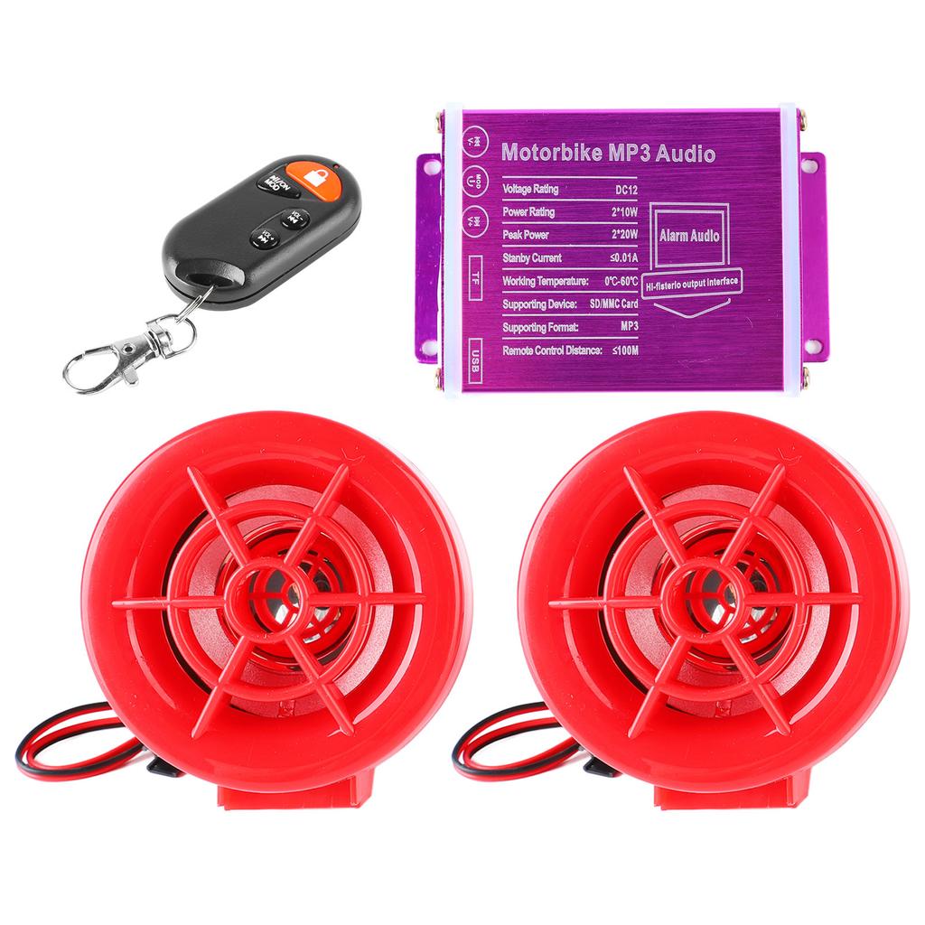 Motorcycle Alarm Speakers Anti Theft Sound Radio MP3 Player Waterproof FM Radio Usb Bluetooth Speaker Amplifier System