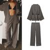 Spring New Trend Texture Double Breasted Kimono Outerwear 5427743 Pajamas Style Pants 5427431