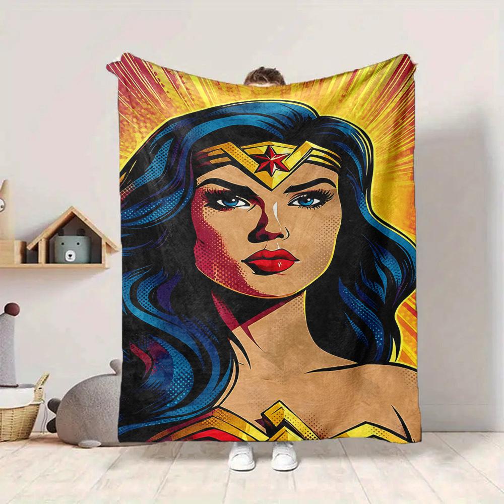 1pc Wonder Woman, Superhero Blanket | Polyester Fiber, All-Season Comfort for Sofa, Bed, Office, Car, Camping, Ideal Home Decor & Gift, Office Comfort
