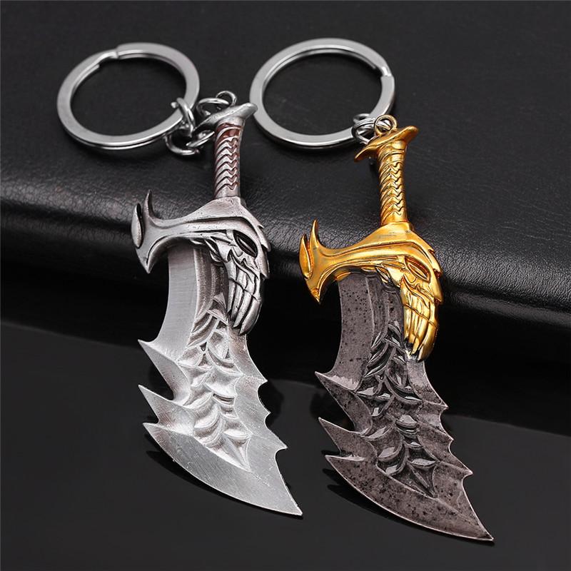 Retro God of War 4 Kratos Sword Keychain Punk Pendant Men's Jewelry Souvenir Trinket - Stylish Keyring Accessory