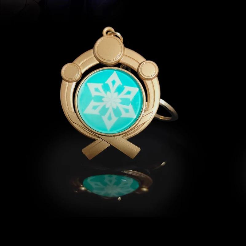 New Teyvat Vision Fontaine Water God Focalors Lyney and Lynette Keychain Luminous 7 Element Eye Of God Toy KeyRing