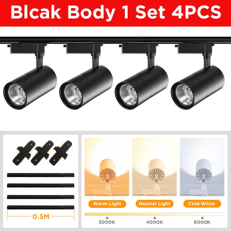 Whole-Set Led Track Light Spotlights 220V COB Track Lamp 12W 20W 30W 40W Spot Led Rail Lighting For Shop Living Room Lamp