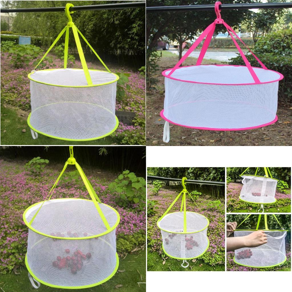 Foldable Clothes Drying Mesh Basket With Large Diameter For Sweaters And Small Garments
