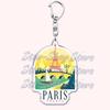 Retro France I Love Paris Eiffel Tower Keychains French Stamps Keyring for Accessories Bag Key Chain Jewelry Fans Friends Gifts