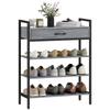 4-Tier Shoe Rack, Hallway Shelf for Up To 9 Pairs of Shoes, Particleboard, Metal, Grey