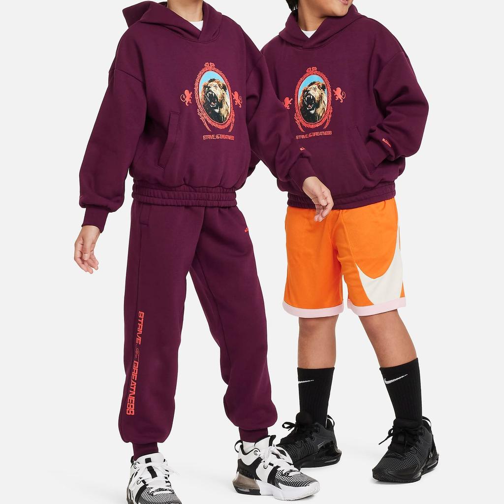 Nike LeBron Printed Hooded Casual Long Sleeve Sweatshirt Kids sweatshirt Track-Red FJ6065-610