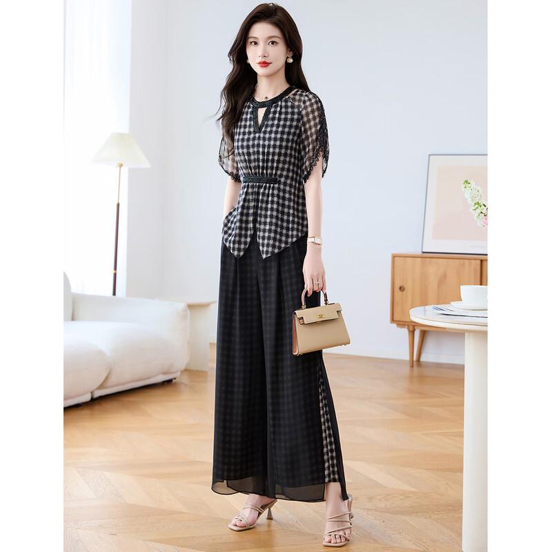 

Women s Retro V-Neck Hollow Out Two-Piece Set M