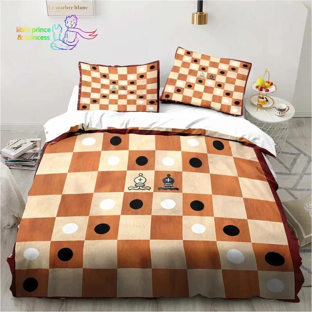 Funny Chess Board Bedding Set Single Twin Full Queen King Size Bed Set Adult Kid Bedroom 3D Printed Bedding Gift