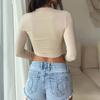 Long-Sleeved T-Shirt for Women, Fashionable Hot Girl Style, European and American New Autumn and Winter Base Shirt, Tight-Fitting Sexy Short Crop Top