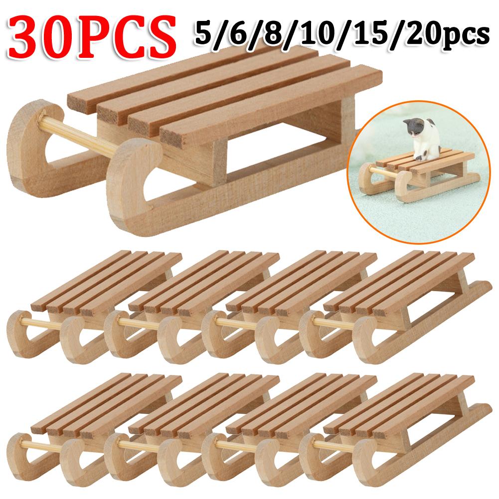 Mini Simulation Snow Sled Handmade 1/12 Wooden Sleigh Desktop Craft Home Decor Crafts Snow Sled Ornament Odorless for Doll House