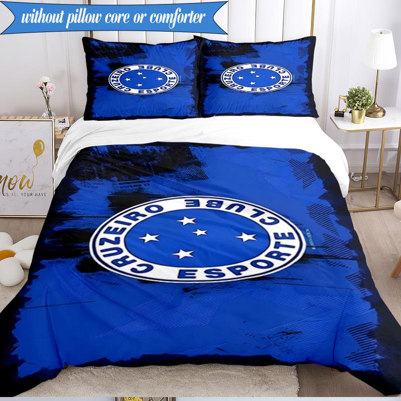 3PCS Cruzeiro Esporte Clube Printed Soft Bedding Set,Including 1pc Duvet Cover And 2pcs Pillowcases Perfect for Bedroom, Dormitory, Fan gift