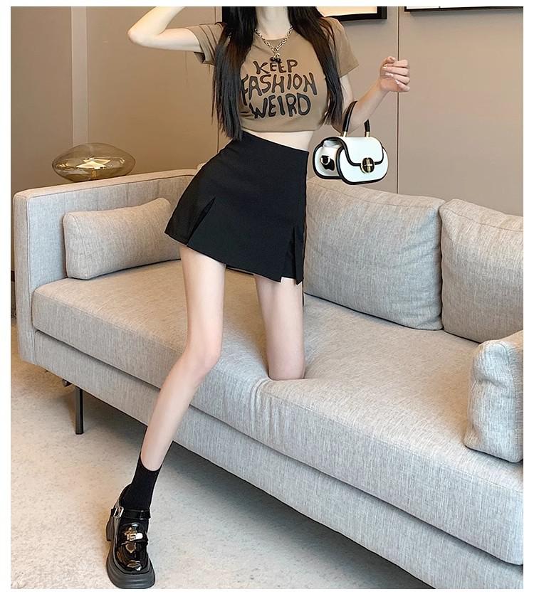 2024 Spring/Summer Black High-Waist Slimming Slit Bodycon Midi Skirt for Women