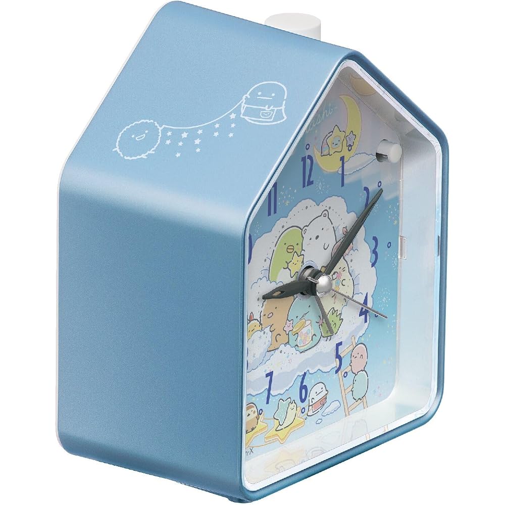 Seiko Clock Alarm Clock, Sumikko Gurashi, Light Blue Pearl, 110 x 86 x 63 mm, CQ166L
