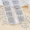 Décorations d'Art pour Ongles Demi-Perles Argentées à Fond Plat, Tailles Mixtes