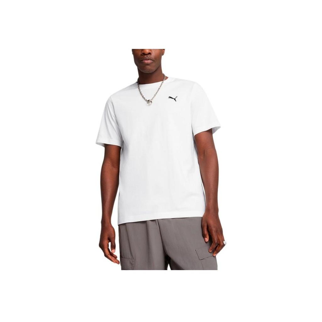 Puma Essential Wardrobe Logo Round Neck Sports Casual Short Sleeve T-Shirt Unisex Tops White 632920-02