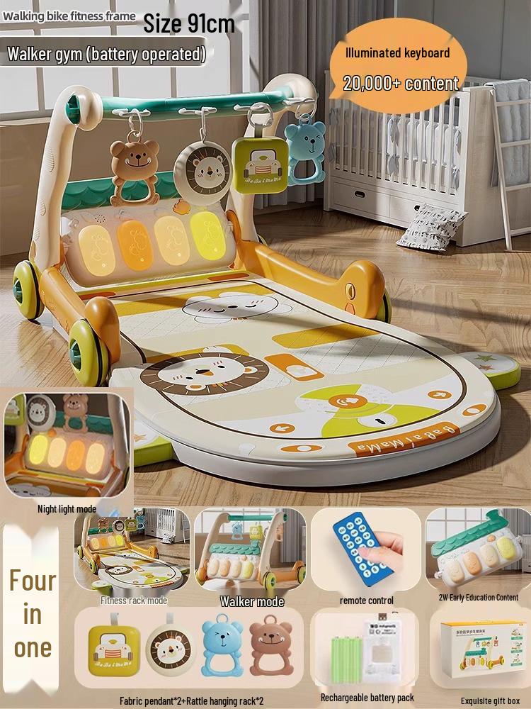 Newborn Pedal Piano Gym Walker: Early Learning Music Stroller Toy