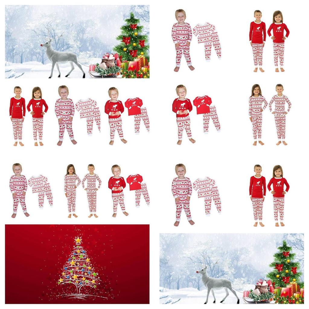 European And American Printed Christmas Home Clothing Suit For Parents And Children