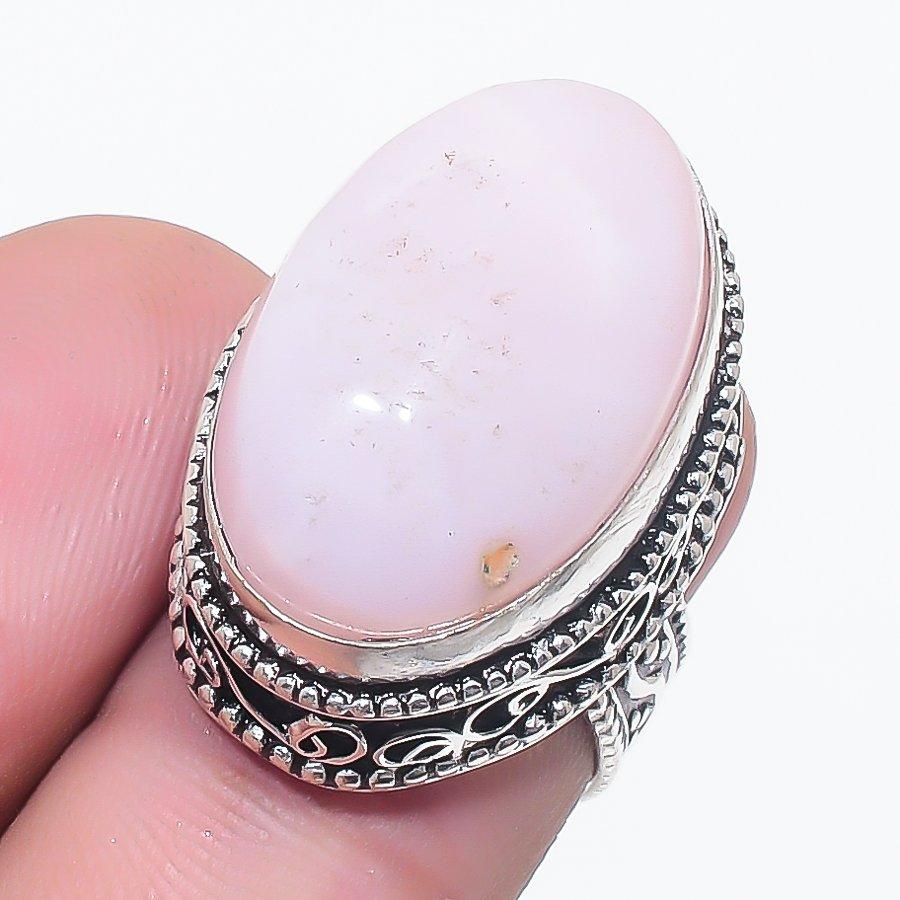 

Натуральный розовый опал драгоценный камень ручной работы 925 стерлинговое серебро ювелирное кольцо размер 4 y1Y61