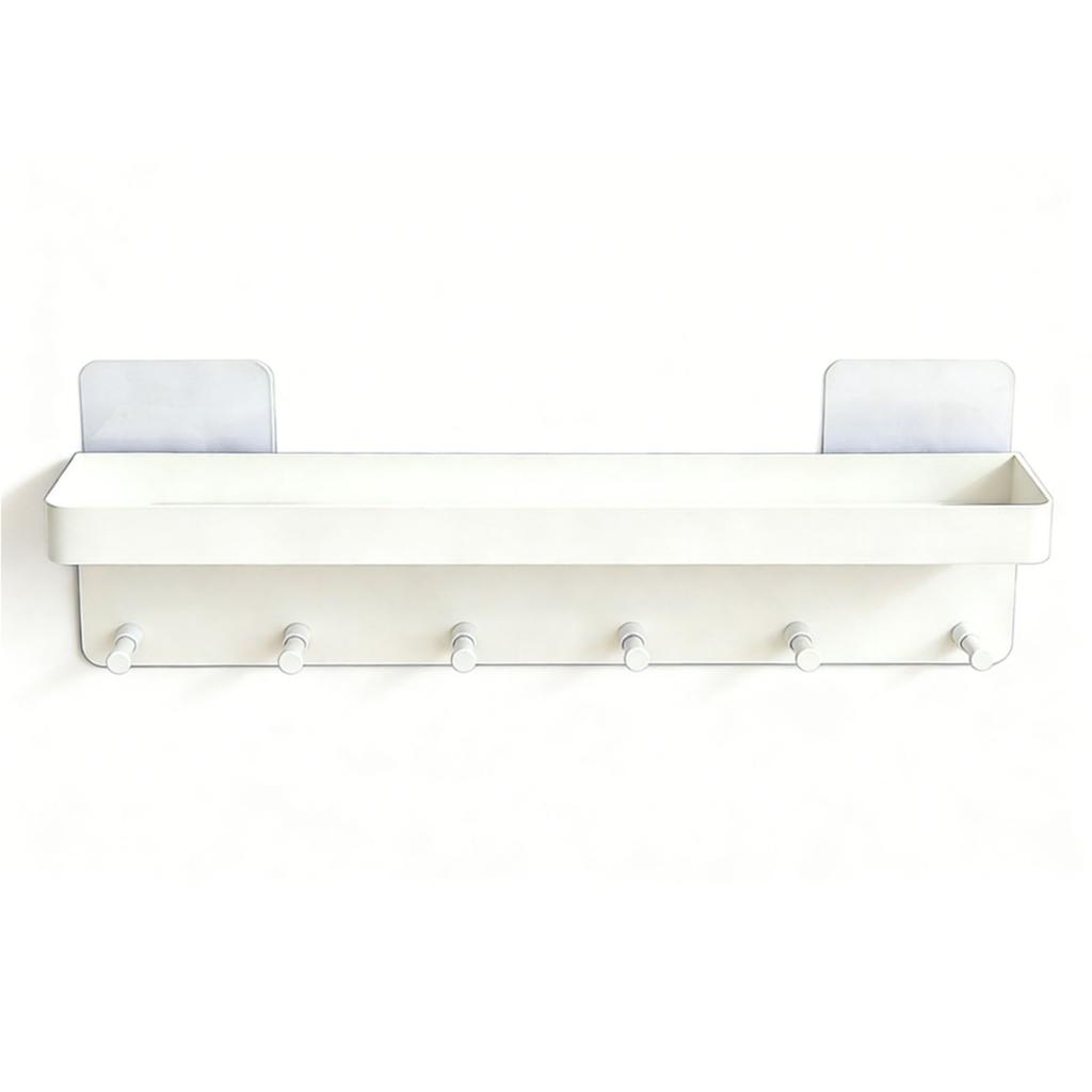 Wall Key Holder Mail Organizer Wall Mount Hanging Key Rack with 6 Hooks for Sunglasses Wallets White