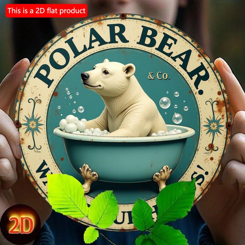

2d Flat 20*20cm, Circular Wooden Logo, Polar Bear Hand Sanitizer Sign, Home Gift Window Decoration, Porch, Room, Home, Wall Decoration Gift. 20*20cm