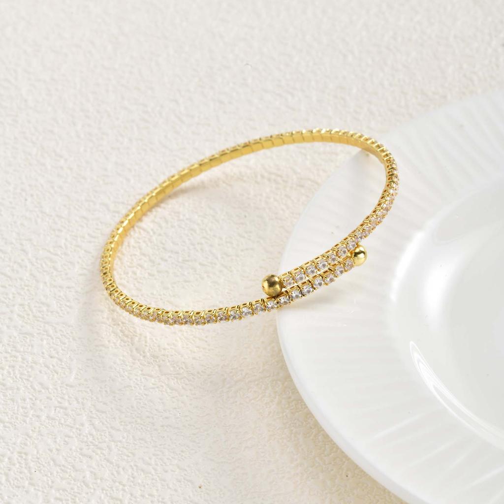 Exquisite Knotted Zircon Double-layer Cuff Bracelet,Geometric Square Zircon Open Bracelets for Women,Gold Plated Charm Jewelry