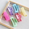 6-piece Women's Multicolor matte frosted plastic rectangular grab clip for all hair lengths and sizes Holiday Gift hairstyles no